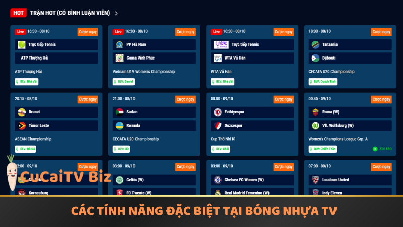 Các tính năng đặc biệt chỉ có tại Bóng nhựa tv